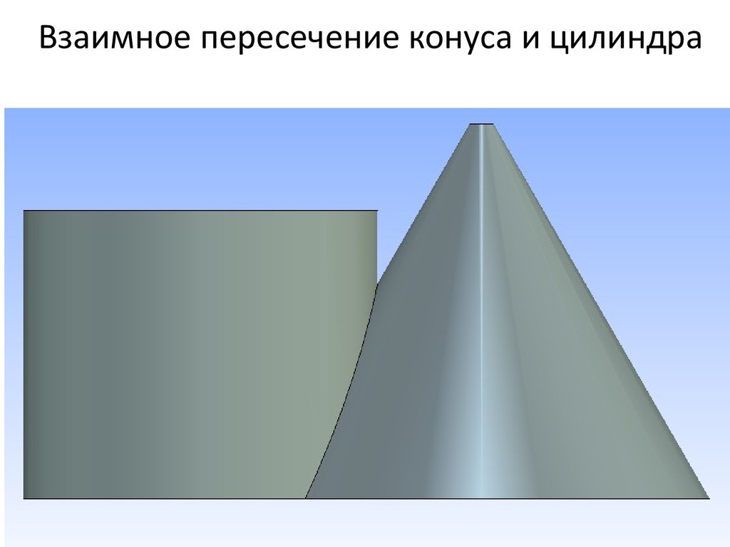 Три поверхность. Цилиндрические и конические поверхности. Взаимное пересечение конусов. Взаимное пересечение конуса и цилиндра. Кривые поверхности конус.