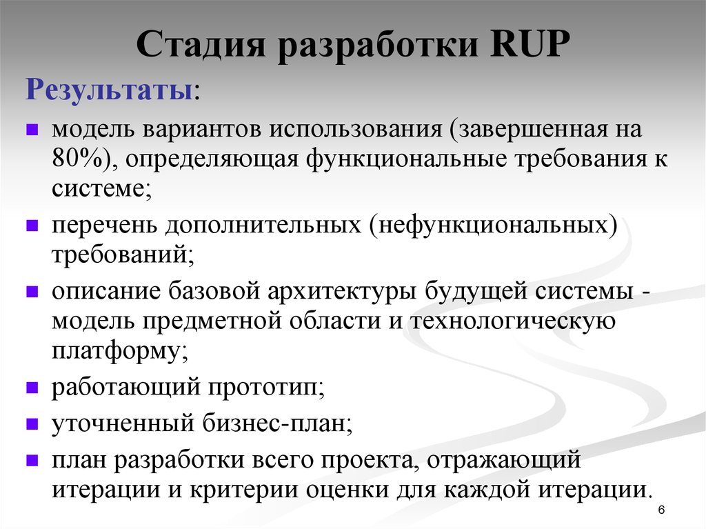 Стадия разработки RUP