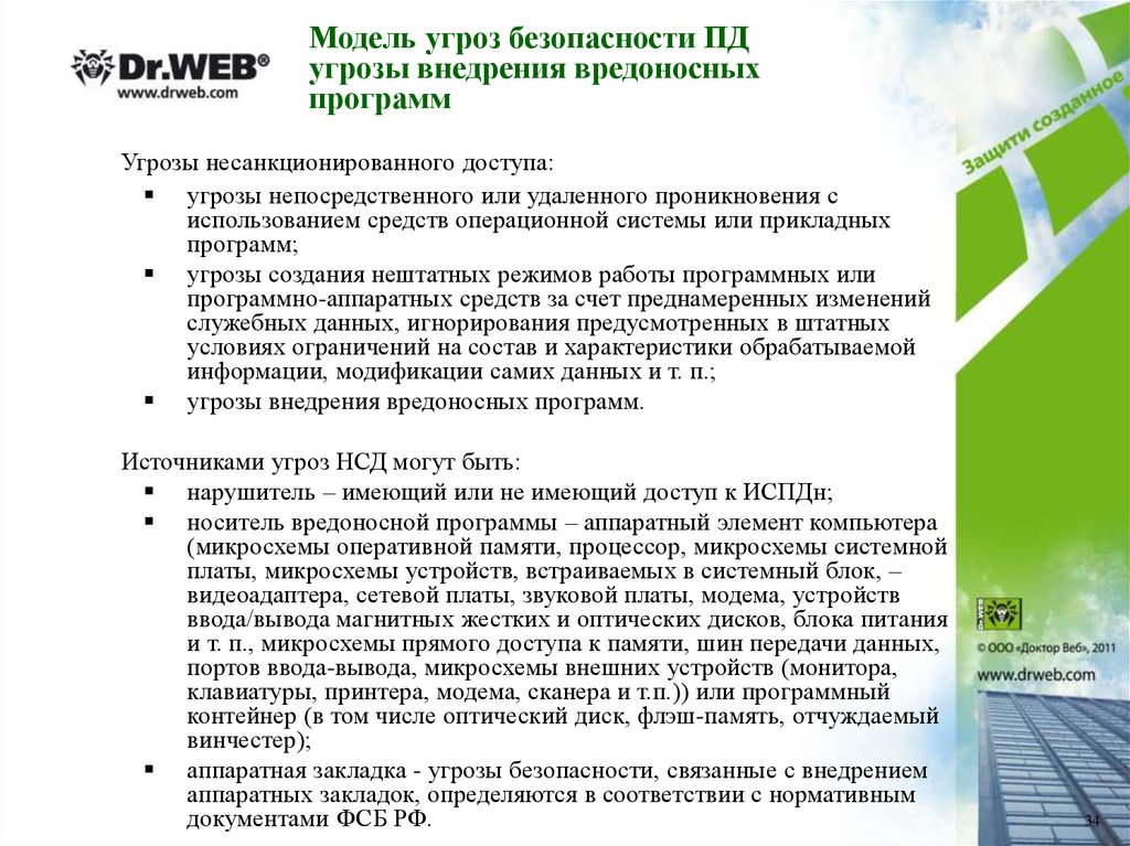 Программа опасность. Угрозы внедрения вредоносных программ. Угрозы безопасности информации, связанные с НСД. Модель угроз безопасности ИСПДН. Модель реализации угроз.