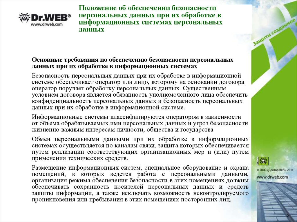 Меры безопасности при обработке персональных данных