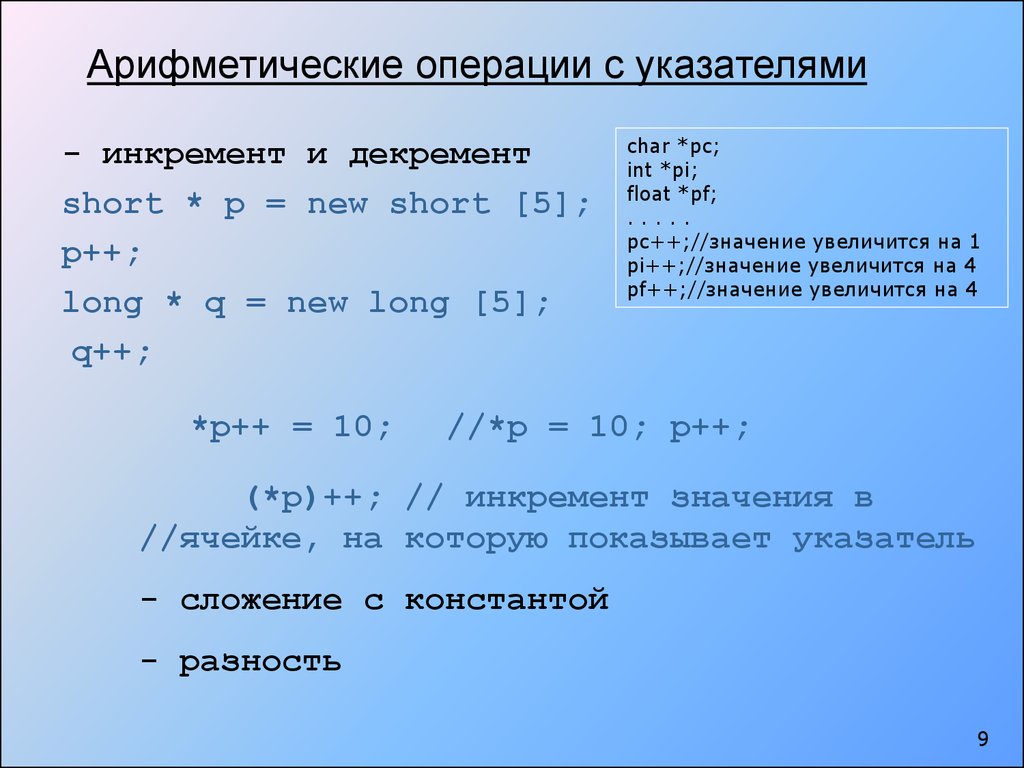 Модуль 6. Указатели. Работа с динамическими массивами. Способы формирования  динамических массивов и их обработки - презентация онлайн