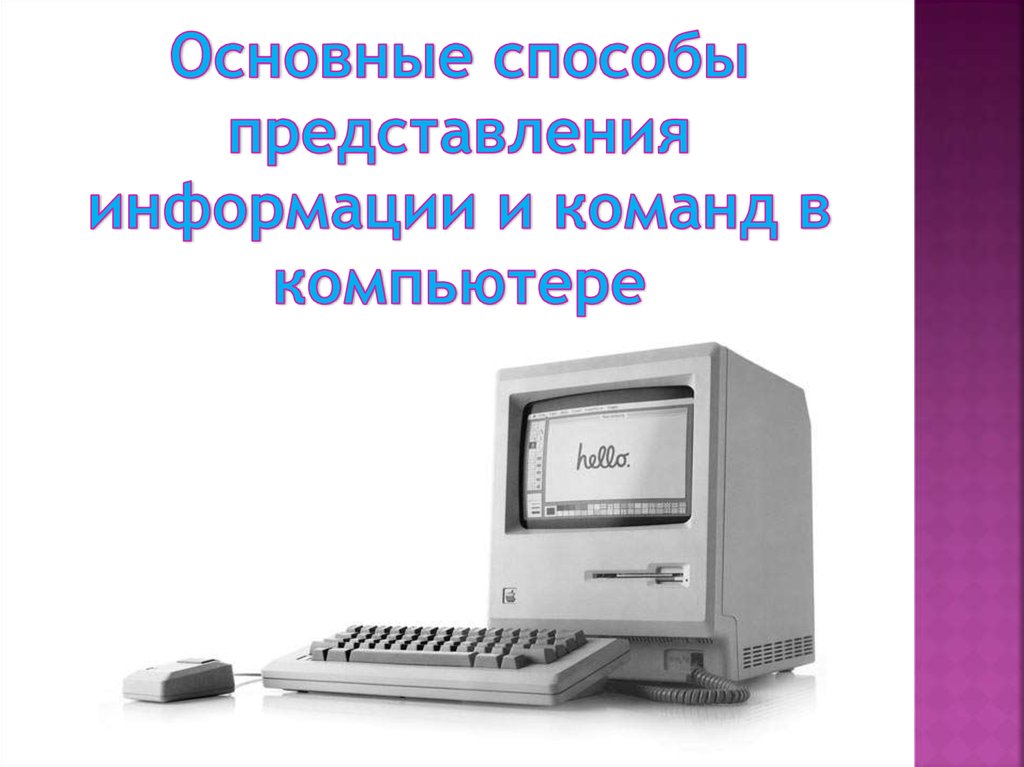 Устройства выдачи информации. Основные способы представления информации и команд в компьютере. Основные способы представления команд в компьютере. Принципы представления данных и команд в компьютере. Представление изображения в компьютере.