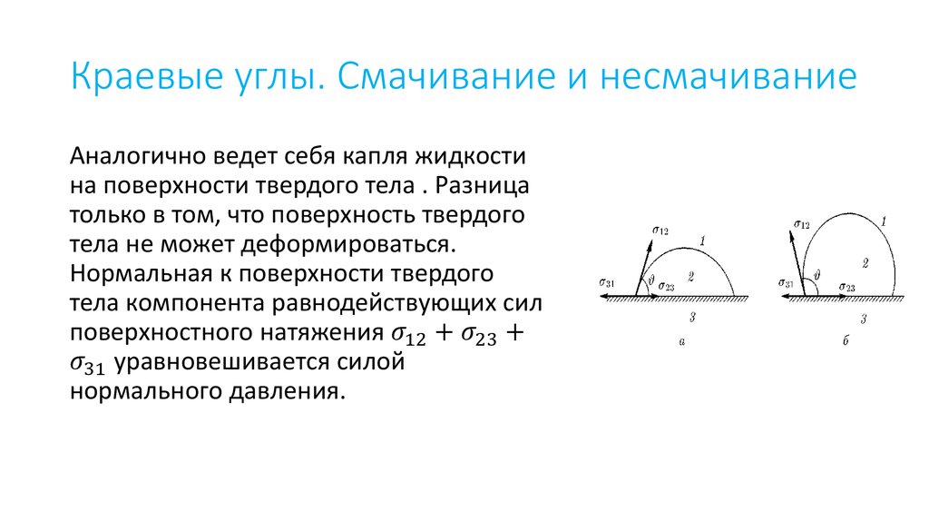 Смачивание твердых тел жидкостью