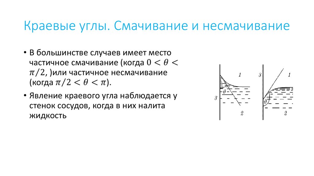 Краевые углы. Cмачивание и несмачивание