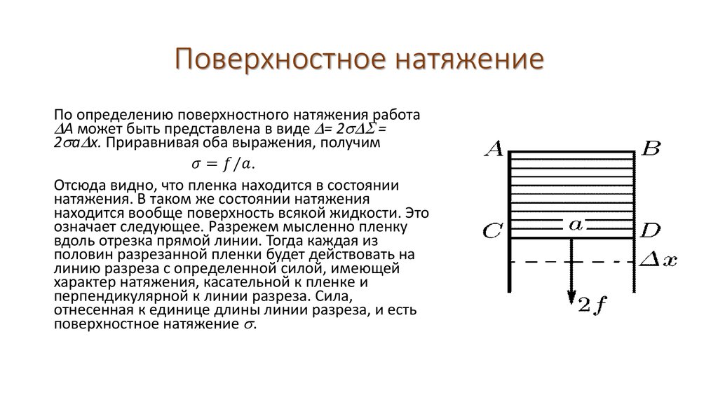 Поверхностное натяжение физика. Поверхностное натяжение. Сила поверхностного натяжения пленки. Поверхностное натяжение обозначение. Суть явления поверхностного натяжения.