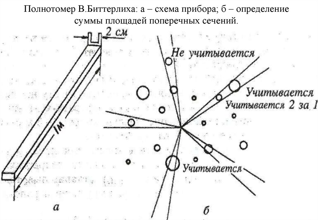 Площадь прибор. Полнотомеры (в.Биттерлиха,. Таксация лесосек методом круговых реласкопических площадок. Полнотомер Биттерлиха принцип работы. Полнотомер Анучина.