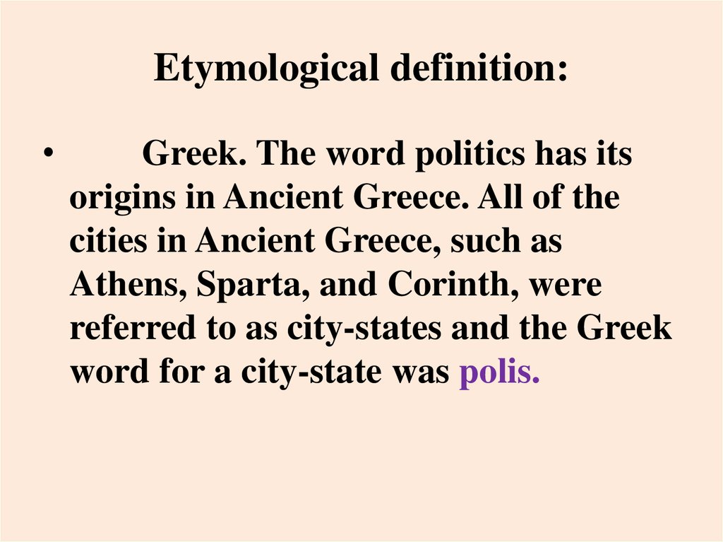 Etymological definition: