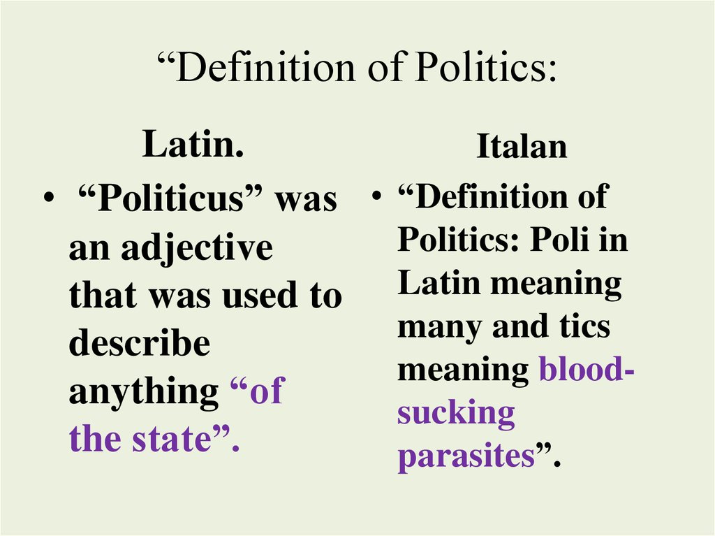 “Definition of Politics: