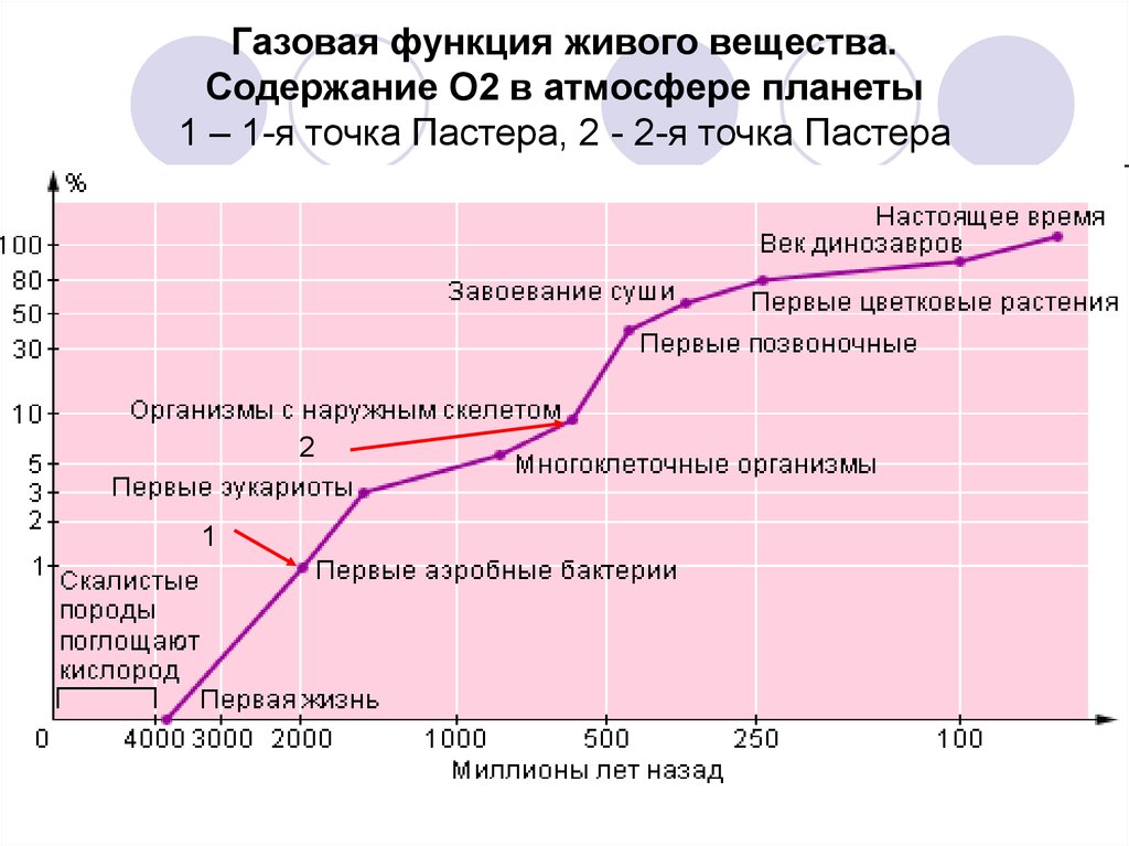 Газовая функция. Критические уровни содержания кислорода в атмосфере. Точка Пастера. Первая точка Пастера. Газовая функция живого.