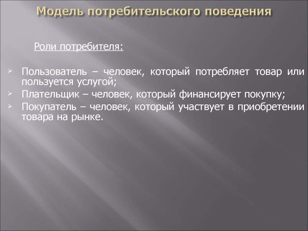 Модель роль поведения. Роль потребителя. Потребитель и пользователь. Роль покупателя. Что такое важность покупателя.