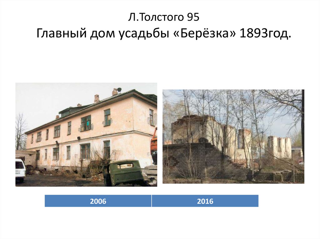 Л.Толстого 95 Главный дом усадьбы «Берёзка» 1893год.
