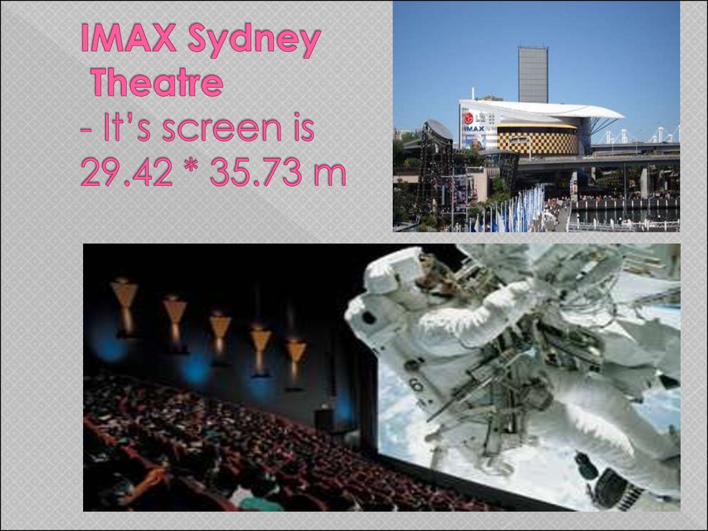 IMAX Sydney Theatre - It’s screen is 29.42 * 35.73 m