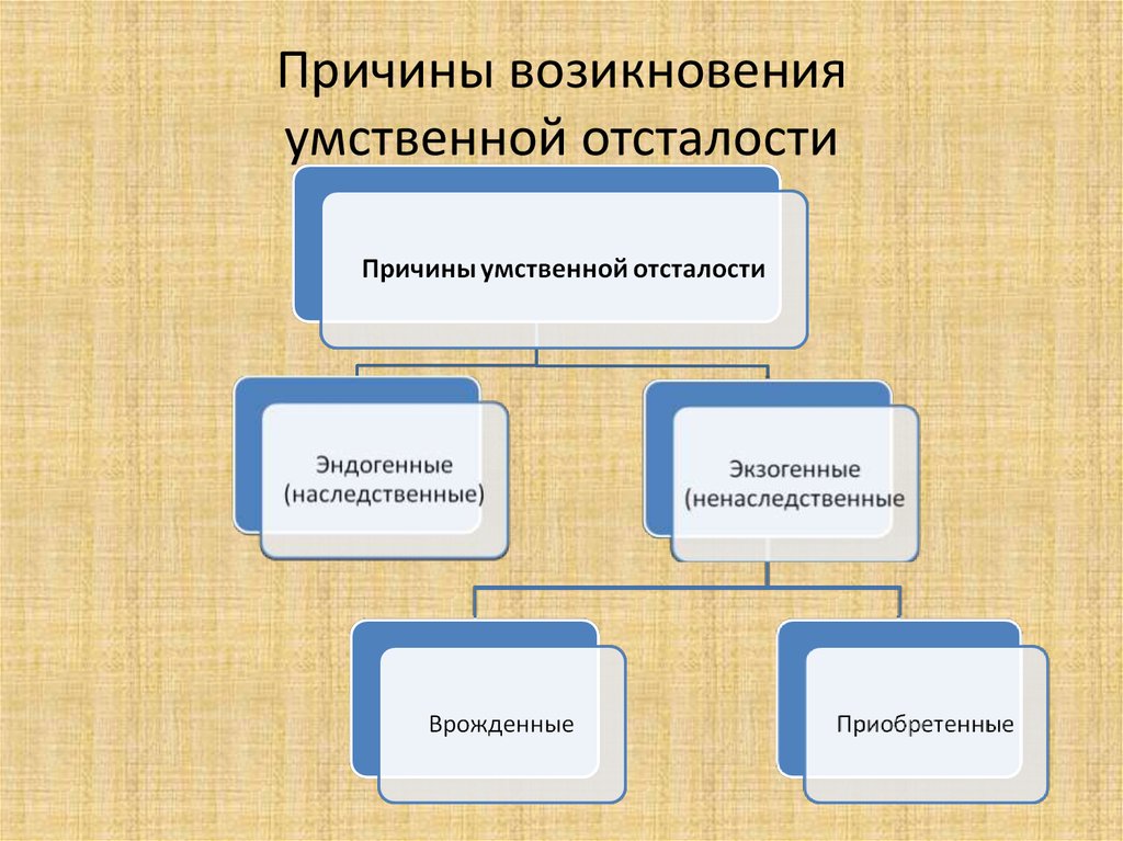 Способствующим появлению. Причины возникновения умственной отсталости. Экзогенные причины умственной отсталости. Эндогенные и экзогенные причины умственной отсталости. Факторы возникновения олигофрении.