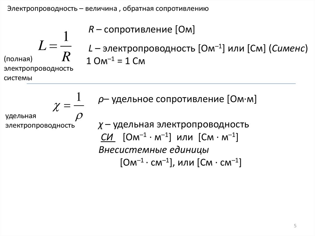 Удельное сопротивление и электропроводность.