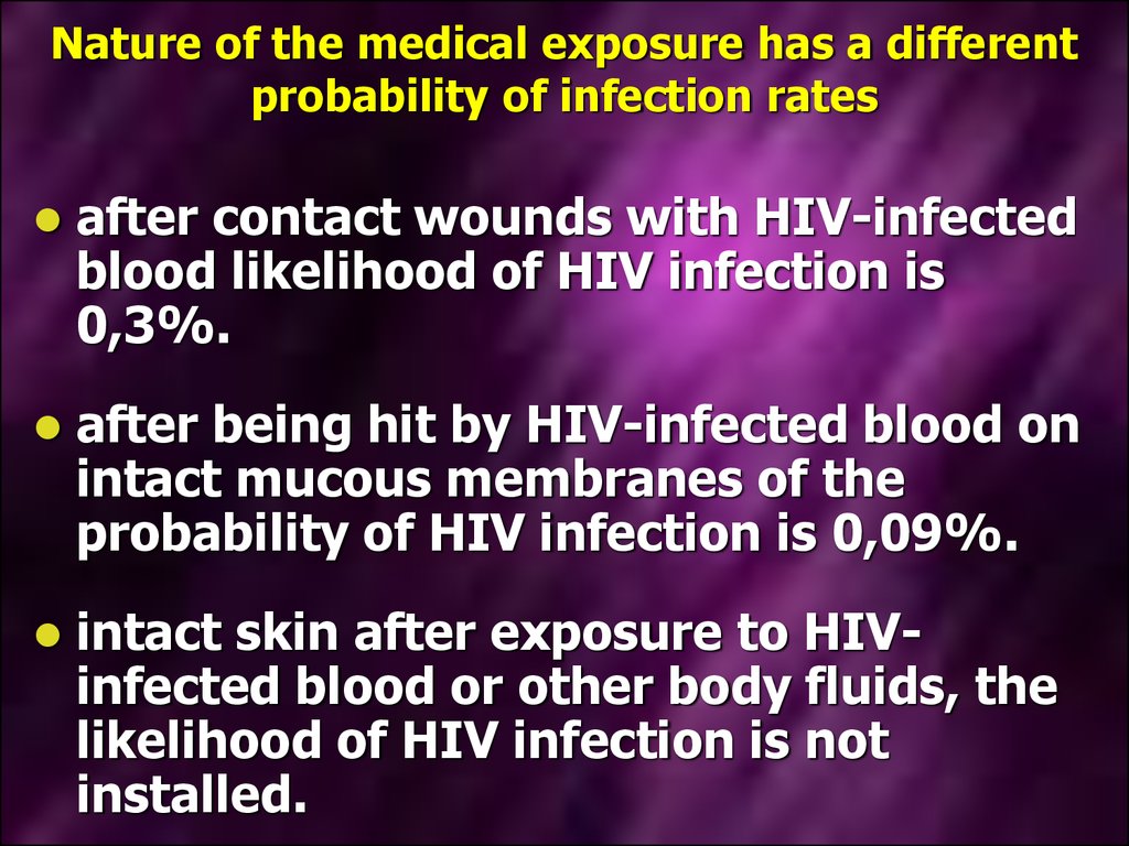 Nature of the medical exposure has a different probability of infection rates
