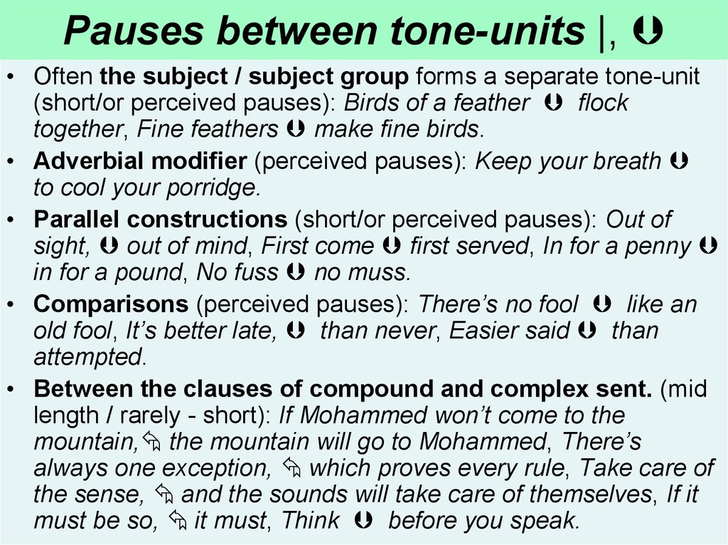 Pauses between tone-units |, 