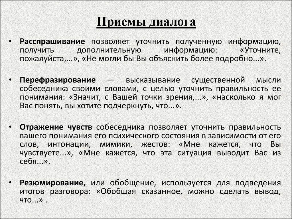 Правила ведения приема. Приемы ведения диалога. Метод ведения диалога с текстом. Основные правила ведения диалога. Речевые приемы в диалоге.