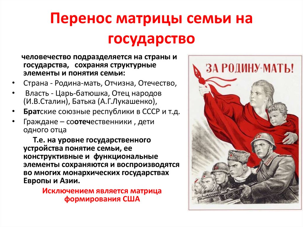 Перенос матрицы семьи на государство