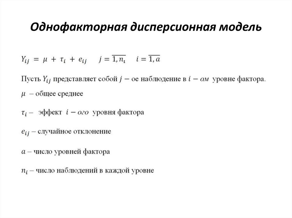 Схема однофакторного опыта