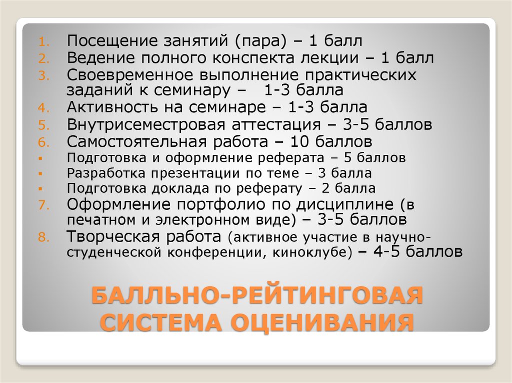 Полное ведение. Внутрисеместровая аттестация.