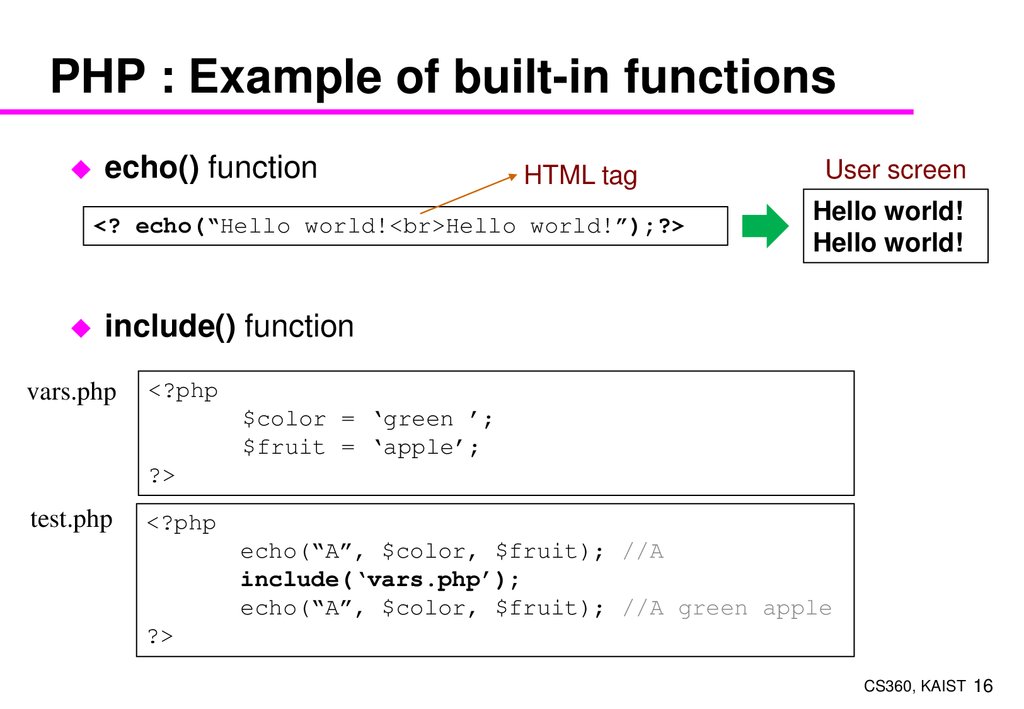 Web server with PHP - online presentation