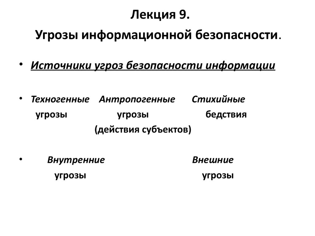 Лекция 9. Угрозы информационной безопасности.