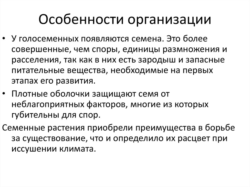 Особенности организации