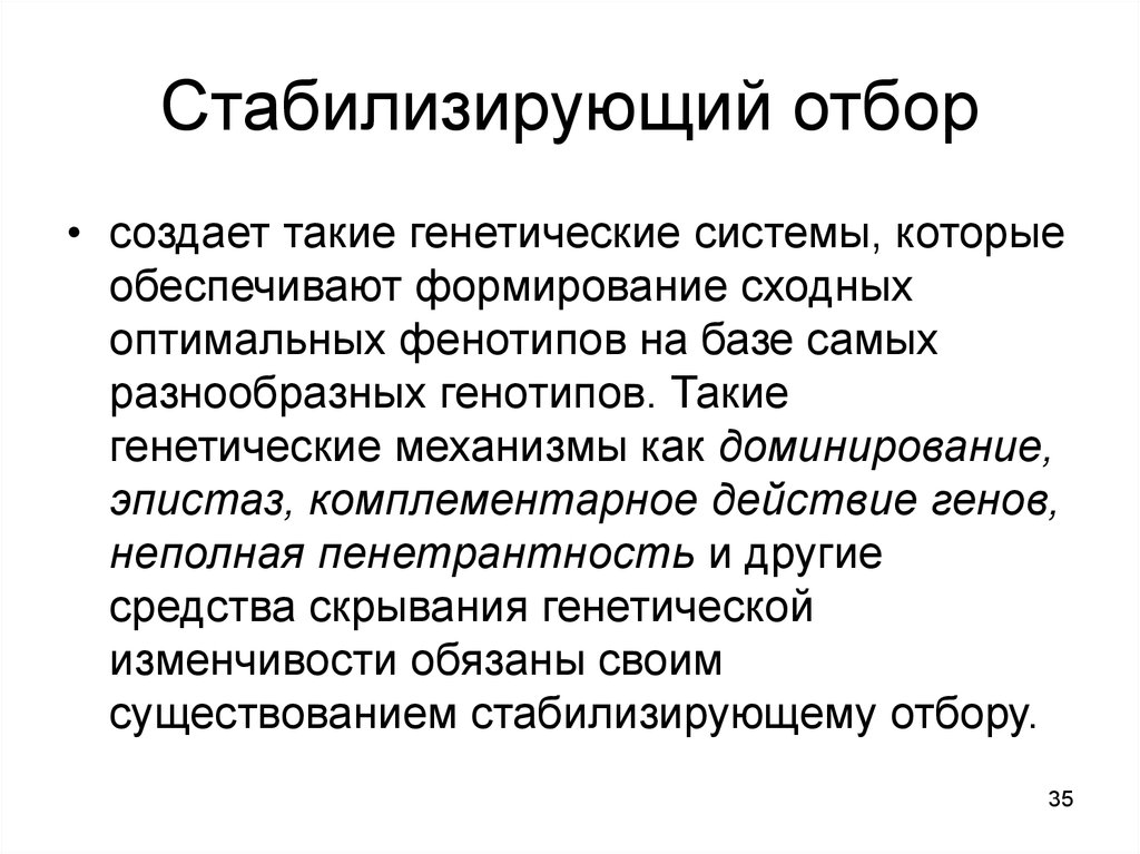 Естественный отбор как движущая сила эволюции. Генетическая система. Эффективность естественного отбора. Создатель теории стабилизирующего отбора. Мутационный процесс и генетическая комбинаторика.