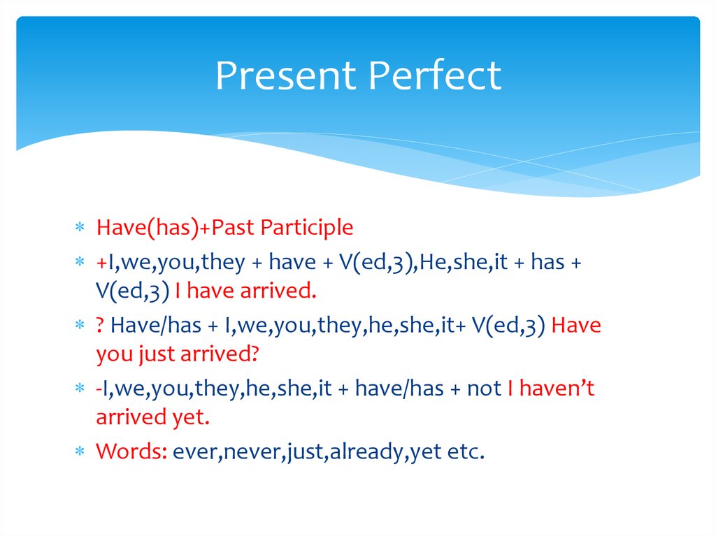 Just now present perfect