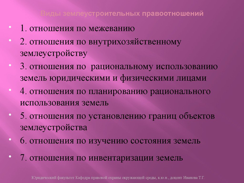 Инвентаризация отношений. Цели и задачи внутрихозяйственного землеустройства.