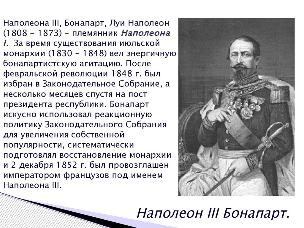 Характеристика бонапарта. Луи Наполеон Бонапарт 1808-1873. Достижения Наполеон III. Достижения Луи Наполеон Бонапарт. Луи Бонапарт племянник Наполеона.