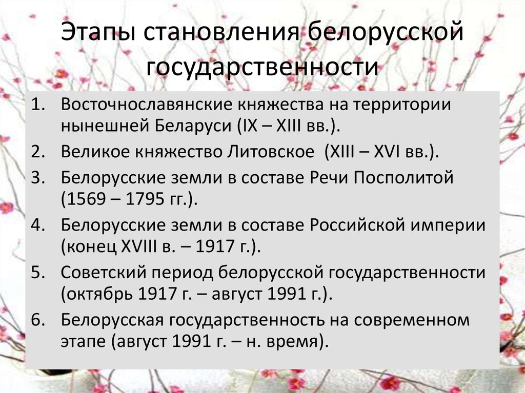 Проекты образования белорусской государственности вывод