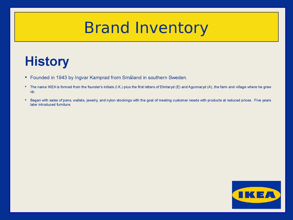 Ikea Brand Inventory Online Presentation