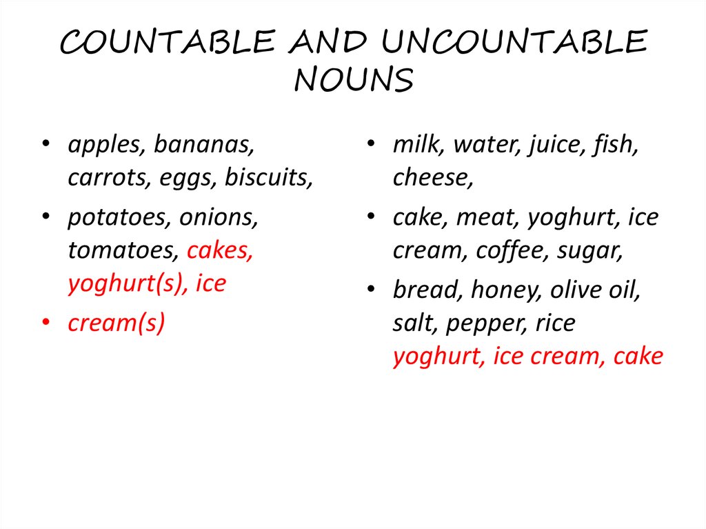 countable and uncountable NOUNS