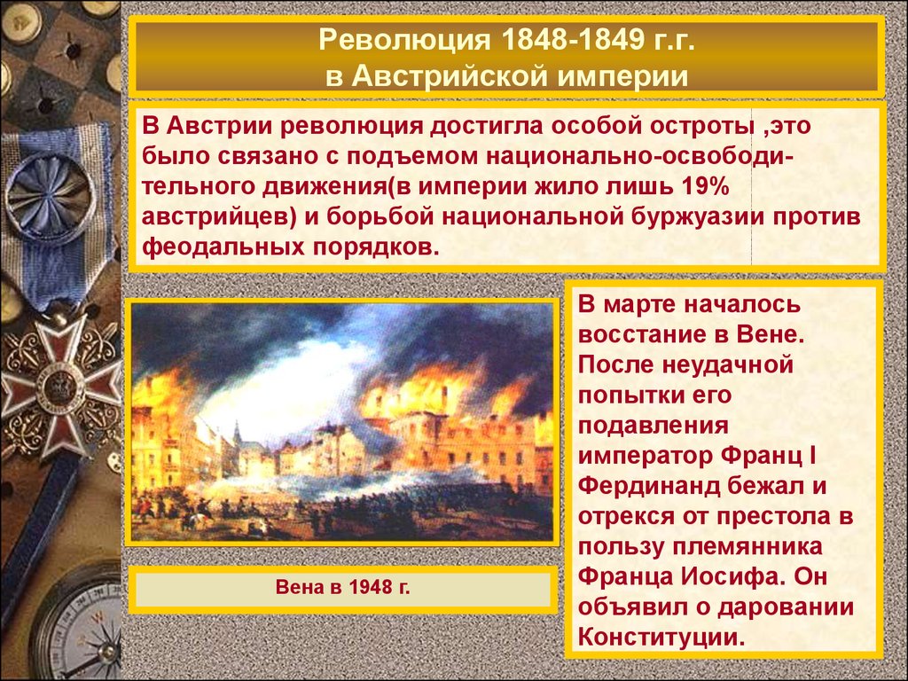 Восстановите картину революционных событий 1848 австрийской