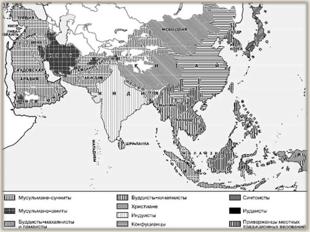 Мировые религии зарубежной азии. Религиозная карта зарубежной Азии. Карта религий Юго Восточной Азии. Монархии Азии на карте. Карта религий зарубежной Азии.