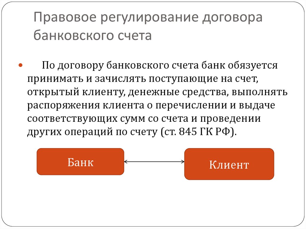 Договор банковского счета банковское право