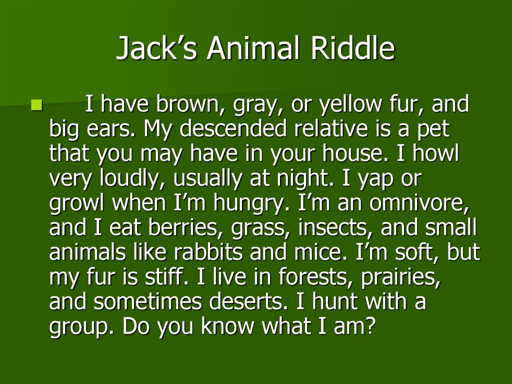Jack’s Animal Riddle
