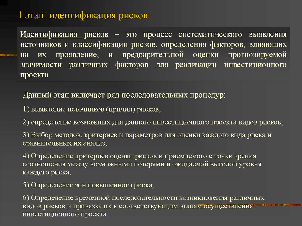 Реферат идентификация рисков в управлении проектами