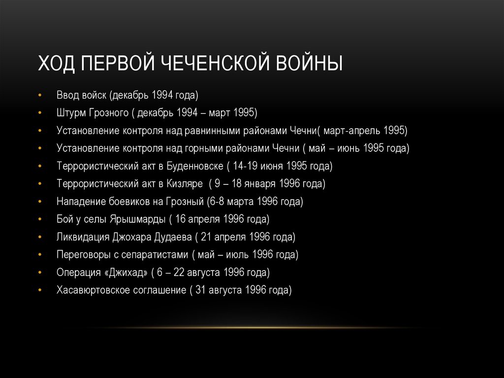 Ход первой чеченской войны