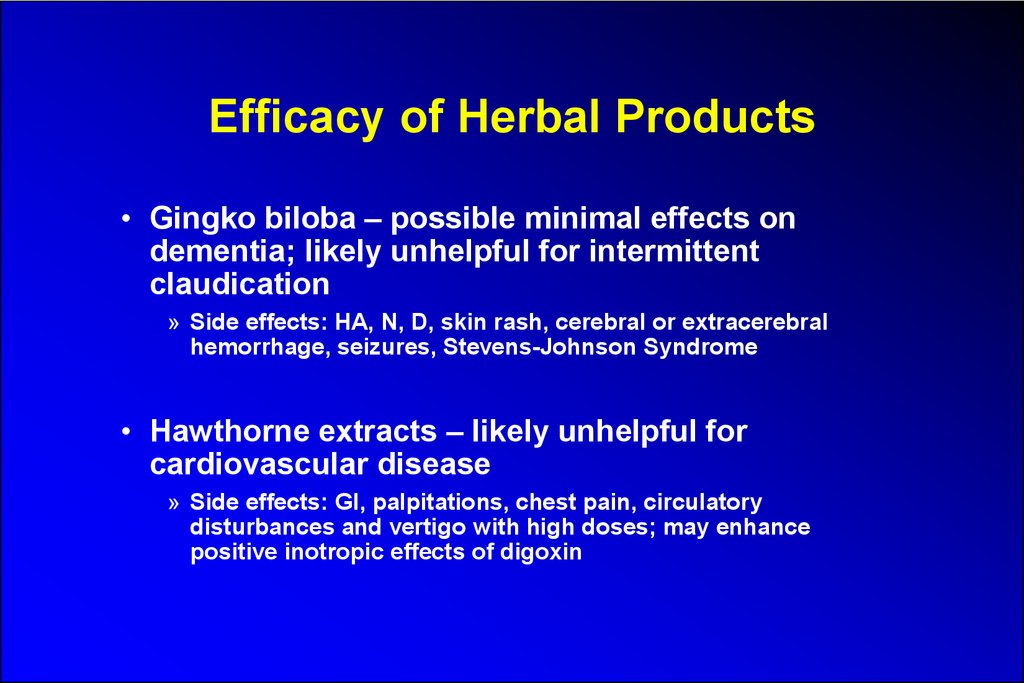 Efficacy of Herbal Products