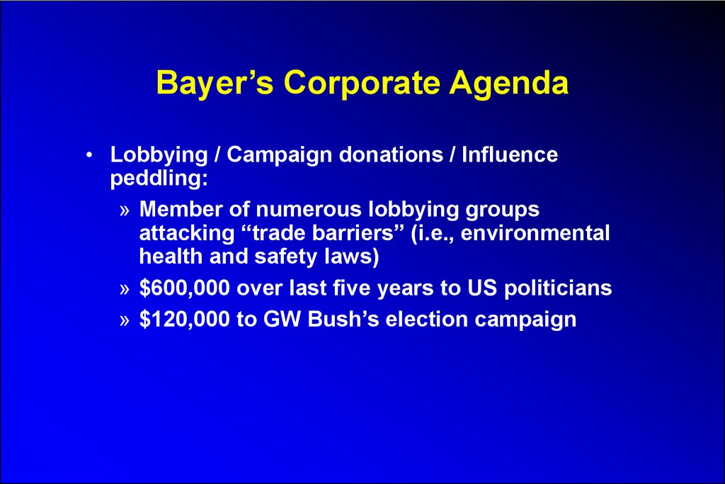 Bayer’s Corporate Agenda