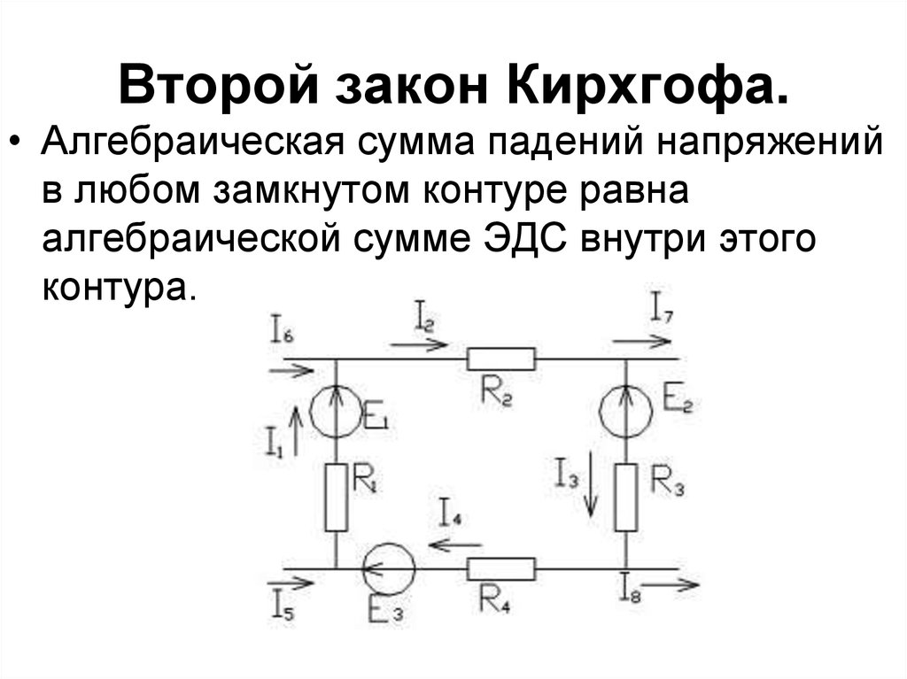 Второй закон кирхгофа схема