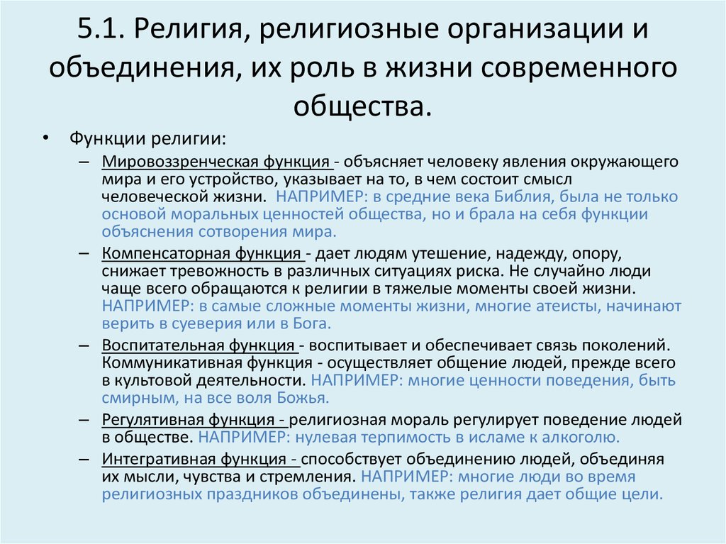 Роль религии в современном обществе проект