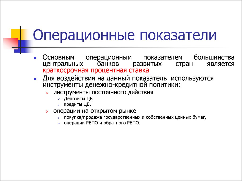 Показатели операционной деятельности