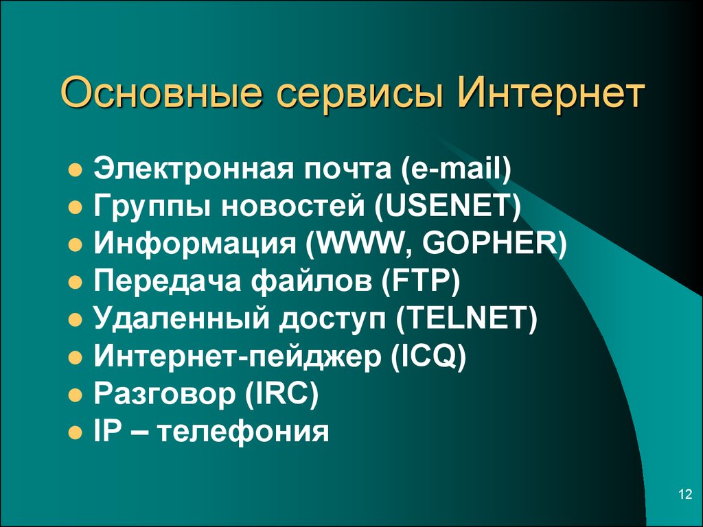 Сервисы интернета презентация