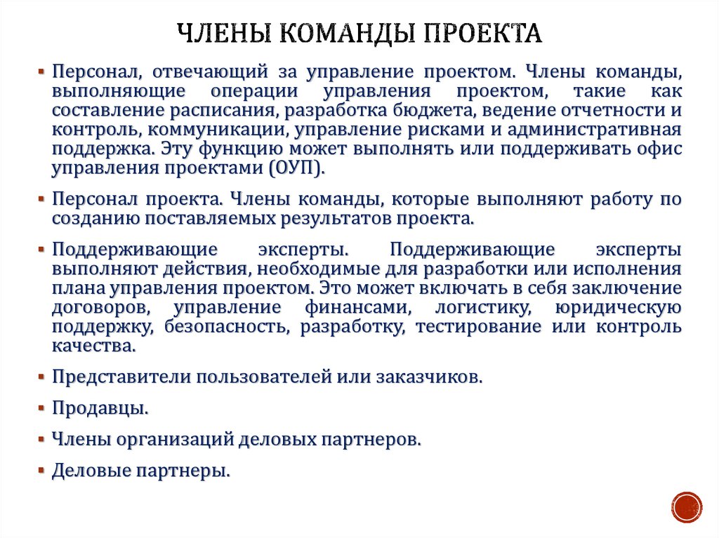 Кто входит в команду проекта