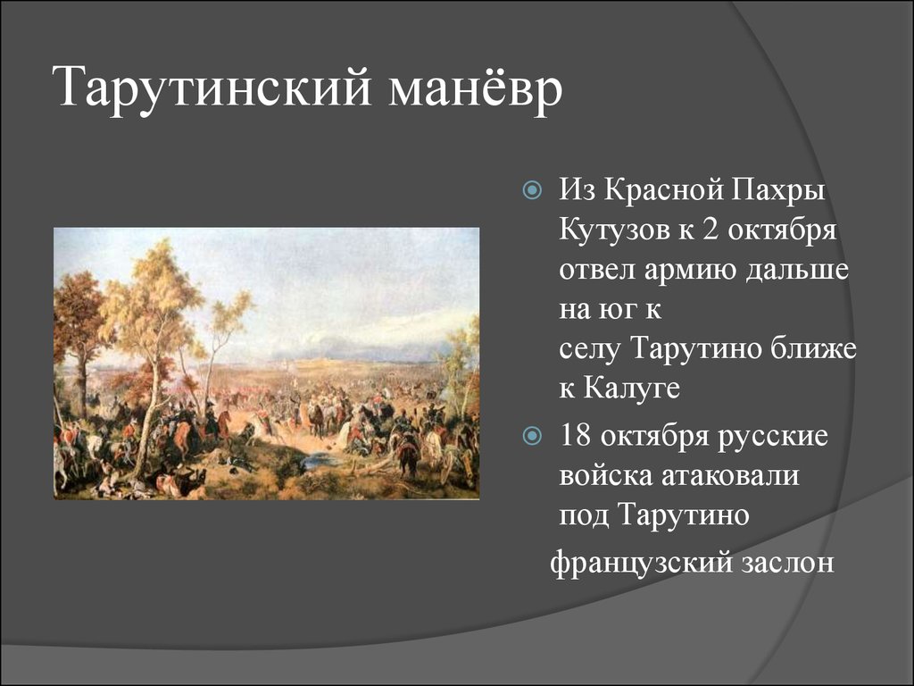 Отечественная война 1812 года тарутинский маневр карта