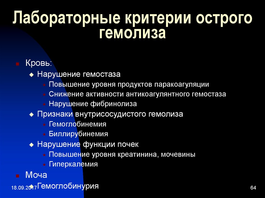 Диагноз острая кровь. Лабораторные критерии внутрисосудистого гемолиза. Внутрисосудистый гемолиз лабораторные показатели. Основные критерии гемолиза. Признаки внутрисосудистого гемолиза.