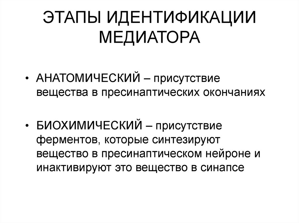 Этапы идентификации. Ультраструктура синапса. Электрический этап. Фаза идентификация.